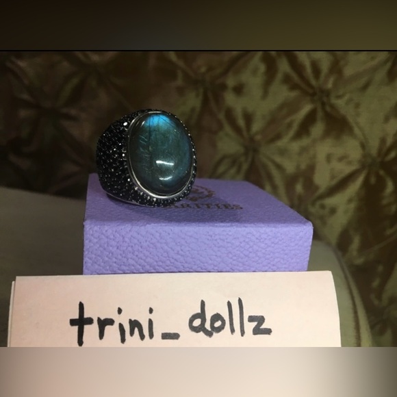 RARITIES NWT Carol Brodie Labradorite & Black Spinel Ring - Picture 2 of 8